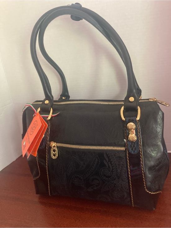 Marino Orlandi Handbags - Marino Orlandi Elegant Black Leather Satchel Bag with Gold Hardware